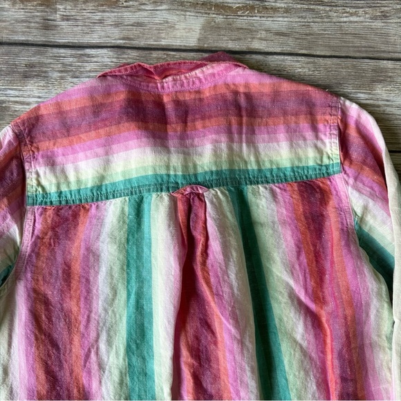 J. Crew Linen Rainbow Striped Shirt Sz 6 - Picture 9 of 9